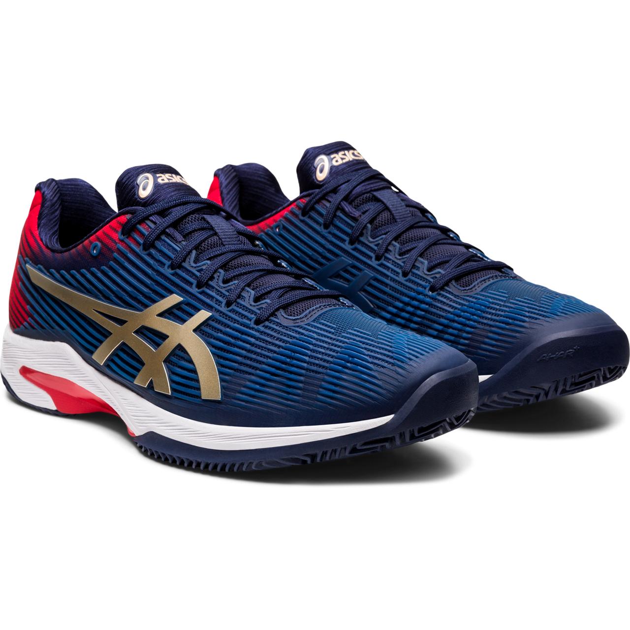 Asics Solution Speed FF Clay Blau Rot Sandplatz Tennisschuhe Herren