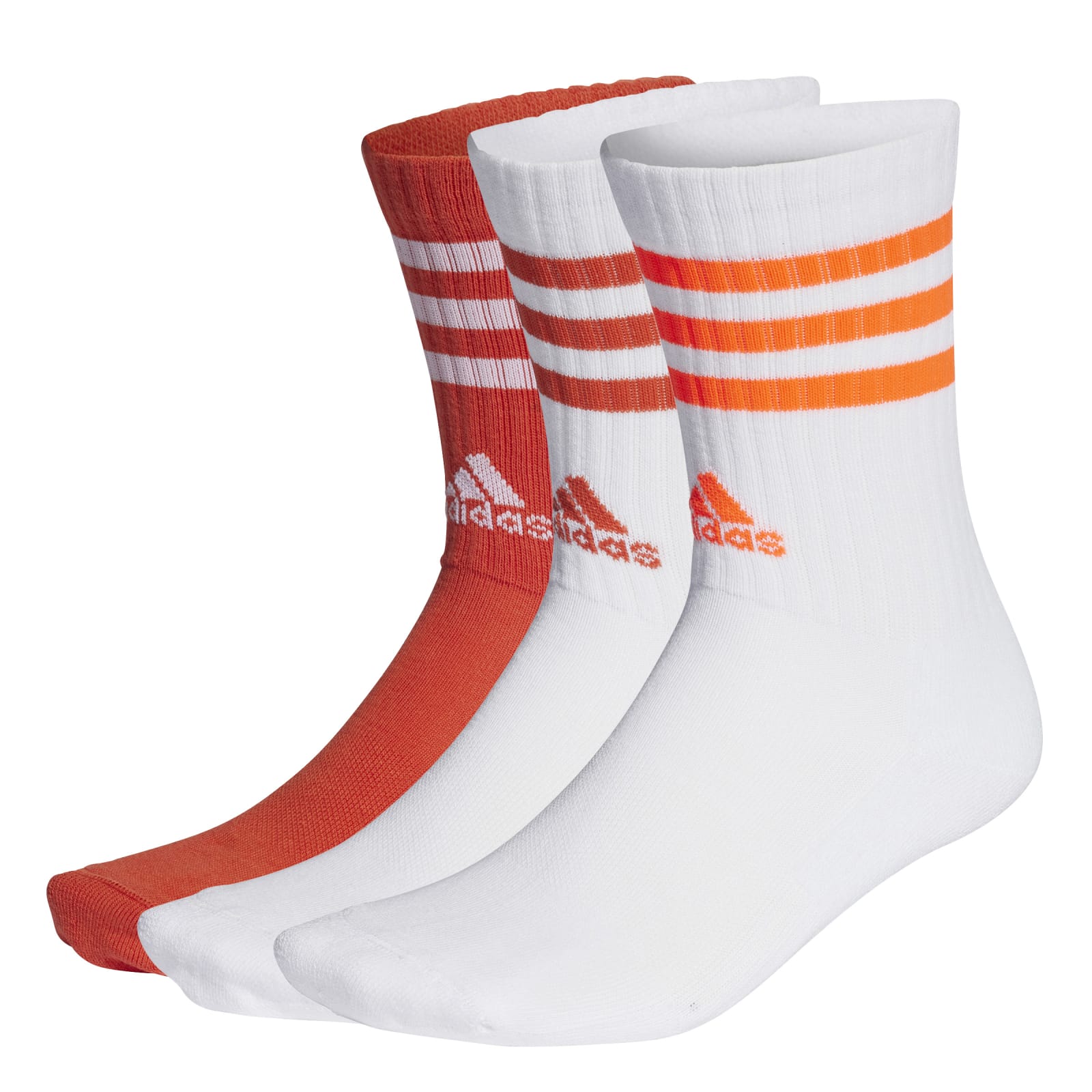 Adidas Sportsocken Crew 3 Streifen Cushioned 23 Weiss Rot 3 Paar