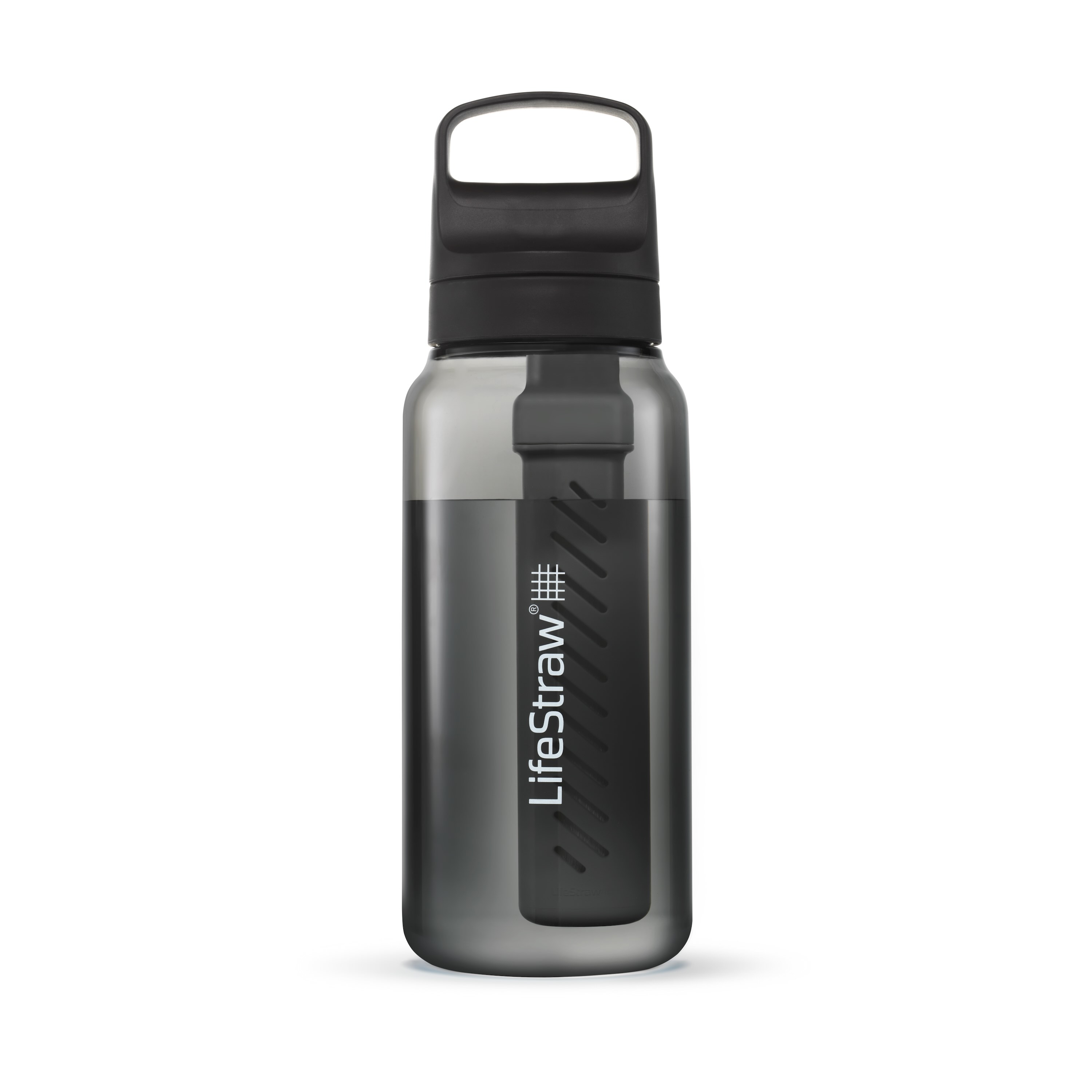 LifeStraw Trinkflasche Go Series mit Wasserfilter, Verschluss mit SilikonmundstĂĽck, BPA frei schwarz - 1 Liter