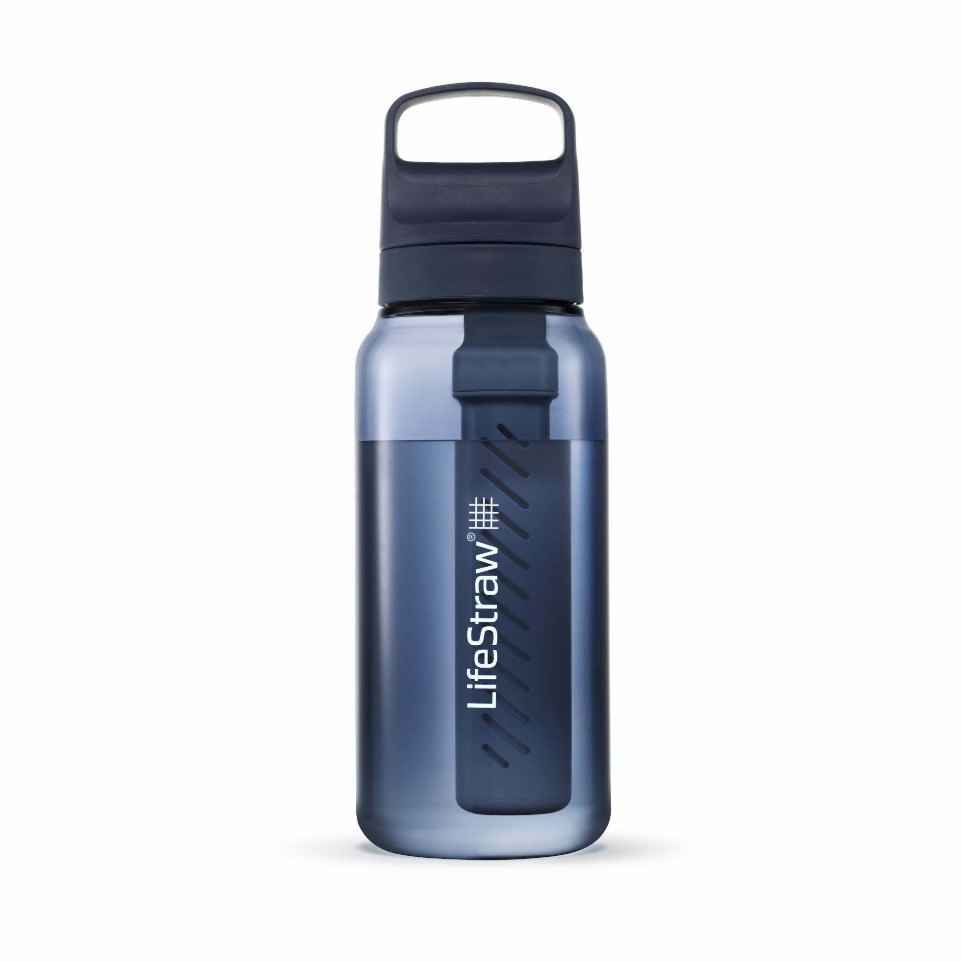 LifeStraw Trinkflasche Go Series mit Wasserfilter, Verschluss mit SilikonmundstĂĽck, BPA frei dunkelblau - 1 Liter