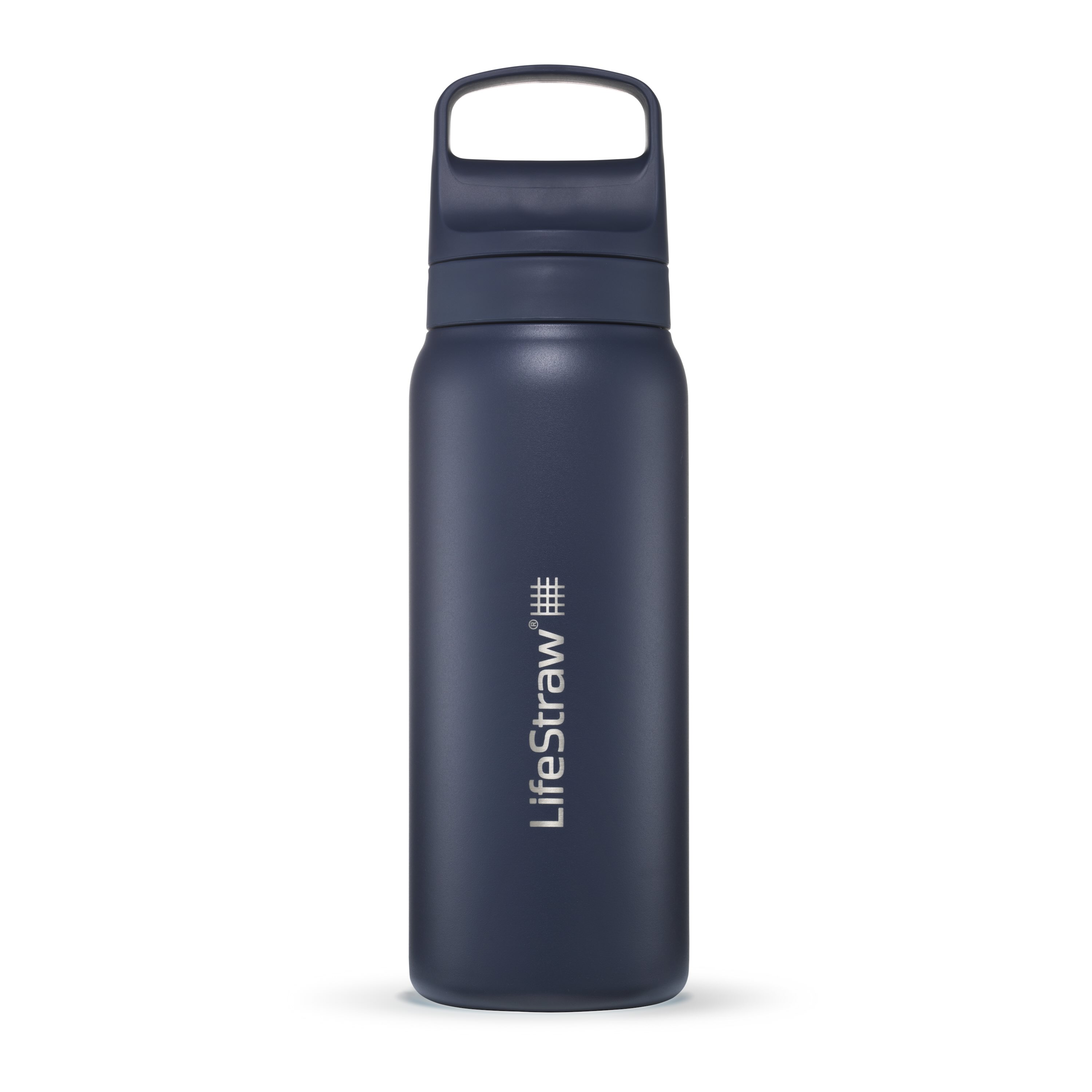 LifeStraw Trinkflasche Go Series Stainless Steel mit Wasserfilter, Verschluss mit SilikonmundstĂĽck BPA frei seablau - 700 ml