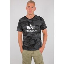Alpha Industries Tshirt Basic Camo (Baumwolle) schwarz Herren