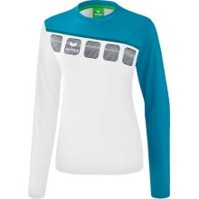 Erima Sport-Langarmshirt 5C (100% Polyester) weiss/blau Damen