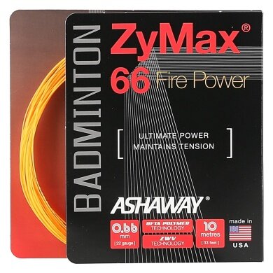 Ashaway Badmintonsaite Zymax 66 Fire Power orange 10m Set