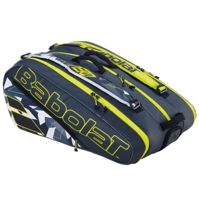 Babolat Tennis-Racketbag Pure Aero (Schlägertasche, 3 Hauptfächer) grau/gelb/weiss 12er