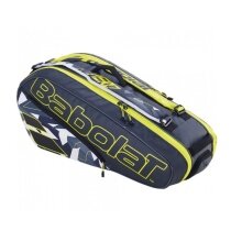 Babolat Tennis-Racketbag Pure Aero (Schlägertasche, 2 Hauptfächer) grau/gelb/weiss 6er