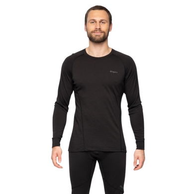 Bergans Langarmshirt Pure Merino (Merinowolle) Unterwäsche schwarz Herren