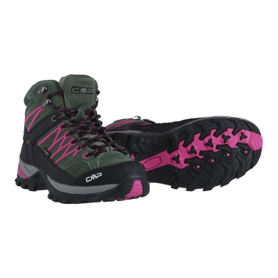 CMP Wanderschuhe Rigel Mid WP (Trekking, wasserdicht) dunkelgrün/pink Damen