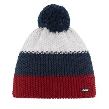 Eisbär Wintermütze Star mit Bommel (Pompon) rot/dunkelblau/weiss - 1 Stück