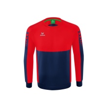 Erima Sport-Langarmshirt Six Wings Sweatshirt (Baumwollmix, funktionell) navyblau/rot Herren