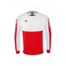 Erima Sport-Langarmshirt Six Wings Sweatshirt (Baumwollmix, funktionell) rot/weiss Herren