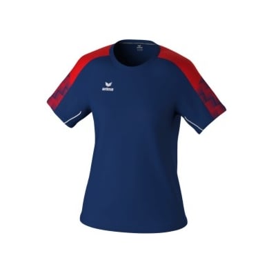 Erima Sport-Shirt Evo Star (100% rec. Polyester, leicht) navyblau/rot Damen