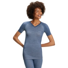 Falke Funktionsunterwäsche Kurzarmshirt Wool Tech Light (feinste Merinowolle) blau Damen