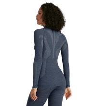 Falke Funktionsunterwäsche Langarmshirt Wool-Tech Half-Zip (hervorragendes Feuchtigkeitsmanagement) blau Damen