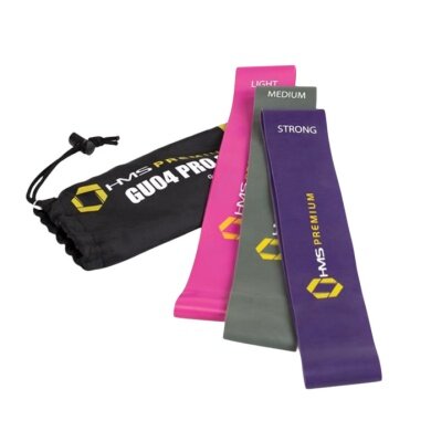 HMS Premium Widerstandsband GU04 Pro Set (violett, grau, pink) - 3 Stück