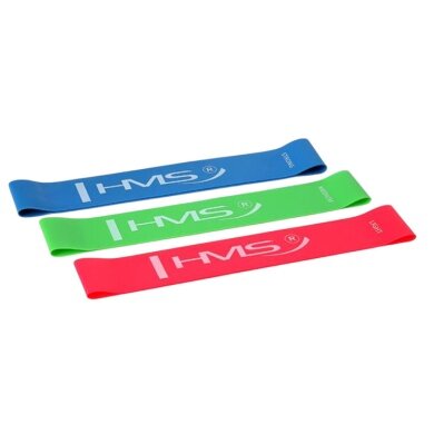 HMS Premium Widerstandsband GU04 Slim Set (blau, grün, rot) - 3 Stück