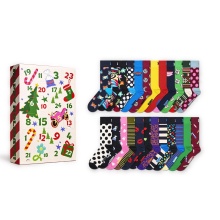 Happy Socks Tagessocke Crew Weihnachtsspecial #4 - Adventskalender mit 24 Paar - weiss