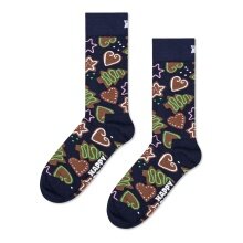 Happy Socks Tagessocke Crew Gingerbread Cookies (Lebkuchen) navyblau/braun - 1 Paar