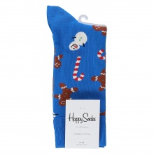 Happy Socks Tagessocke Crew Gingerbread & Snowman (Lebkuchen & Schneemann) royalblau - 1 Paar
