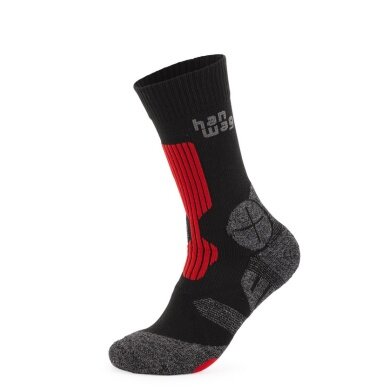 Hanwag Trekkingsocke Crew Trek Sock (schnelltrocknend, mittelstarke Polsterung) asphaltgrau/schwarz/rot - 1 Paar