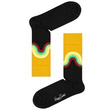 Happy Socks Tagessocke Crew Jumbo Wave Sock schwarz/gelb - 1 Paar