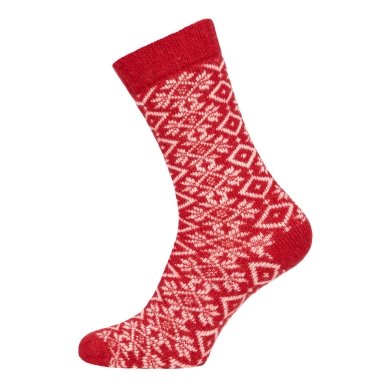 HomeOfSocks Wollsocke Hygge Wintermuster rot Damen - 1 Paar