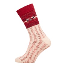 HomeOfSocks Wollsocken Thick Skandinavisch Rentier rot/beige - 1 Paar