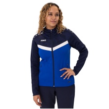 JAKO Kapuzenjacke Iconic (Polyester-Fleece, Seitentaschen mit Reißverschluss) royalblau/marineblau Damen