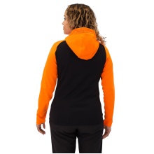 JAKO Kapuzenjacke Iconic (Polyester-Fleece, Seitentaschen mit Reißverschluss) schwarz/neonorange Damen