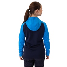 JAKO Kapuzenjacke Iconic (Polyester-Fleece, Seitentaschen mit Reißverschluss) marineblau/hellblau/gelb Damen