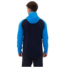JAKO Kapuzenjacke Iconic (Polyester-Fleece, Seitentaschen mit Reißverschluss) marineblau/hellblau/gelb Herren