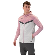 JAKO Kapuzenjacke Iconic (Polyester-Fleece, Seitentaschen mit Reißverschluss) hellgrau/pink/anthrazitgrau Herren