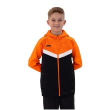 JAKO Kapuzenjacke Iconic (Polyester-Fleece, Seitentaschen mit Reißverschluss) schwarz/neonorange Kinder