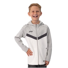 JAKO Kapuzenjacke Iconic (Polyester-Fleece, Seitentaschen mit Reißverschluss) weiss/grau/anthrazitgrau Kinder