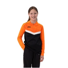 JAKO Langarmshirt Ziptop Iconic (angenehmer Tragekomfort) schwarz/neonorange Kinder