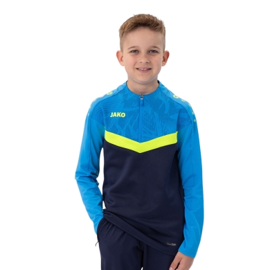 JAKO Langarmshirt Ziptop Iconic (angenehmer Tragekomfort) marineblau/hellblau/gelb Kinder