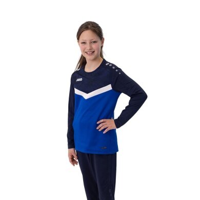 JAKO Sport-Langarmshirt Sweat Iconic (Polyester-Stretch-Fleece) royalblau/marineblau Kinder