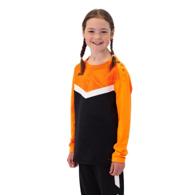 JAKO Sport-Langarmshirt Sweat Iconic (Polyester-Stretch-Fleece) schwarz/naonorange Kinder