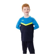 JAKO Sport-Langarmshirt Sweat Iconic (Polyester-Stretch-Fleece) marineblau/hellblau/gelb Kinder