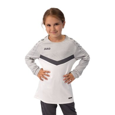 JAKO Sport-Langarmshirt Sweat Iconic (Polyester-Stretch-Fleece) weiss/grau/anthrazitgrau Kinder