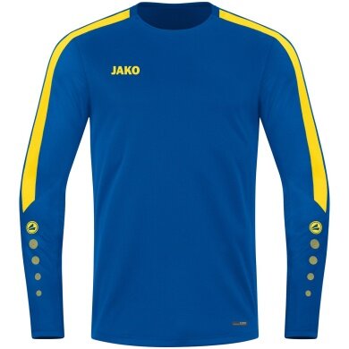 JAKO Sport-Langarmshirt Sweat Power (rec. Polyester, hohe Bewegungsfreiheit) royalblau/gelb Herren