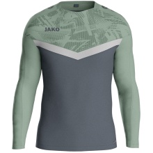 JAKO Sport-Langarmshirt Sweat Iconic (Polyester-Stretch-Fleece) anthrazitgrau/mintgrün Kinder