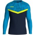 JAKO Sport-Langarmshirt Sweat Iconic (Polyester-Stretch-Fleece) marineblau/hellblau/gelb Kinder