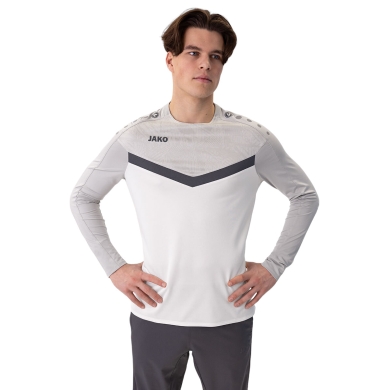 JAKO Sport-Langarmshirt Sweat Iconic (Polyester-Stretch-Fleece) weiss/grau/anthrazitgrau Herren