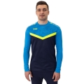 JAKO Sport-Langarmshirt Sweat Iconic (Polyester-Stretch-Fleece) marineblau/hellblau/gelb Herren