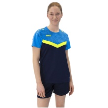 JAKO Sport-Tshirt Iconic (Polyester-Micro-Mesh) marineblau/hellblau/gelb Damen