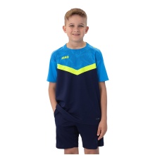 JAKO Sport-Tshirt Iconic (Polyester-Micro-Mesh) marineblau/hellblau/gelb Kinder