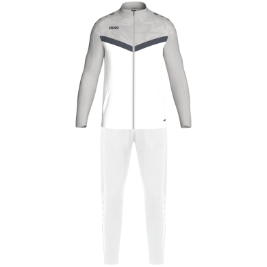 JAKO Trainingsanzug Polyester Iconic (Jacke und Hose, sportiver Schnitt) weiss/grau Herren