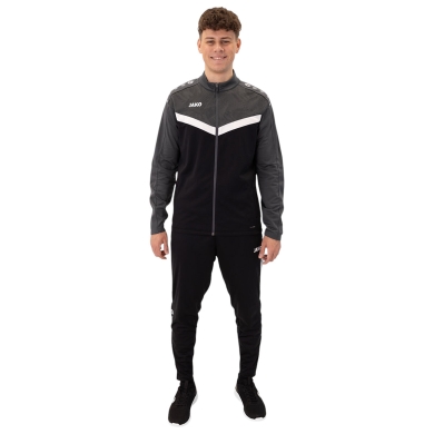 JAKO Trainingsanzug Polyester Iconic (Jacke und Hose, sportiver Schnitt) schwarz/anthrazitgrau Herren