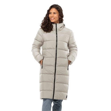 Jack Wolfskin Winter-Daunenmantel Frozen Palace Coat 2024 (winddicht, wasserabweisend) beige Damen